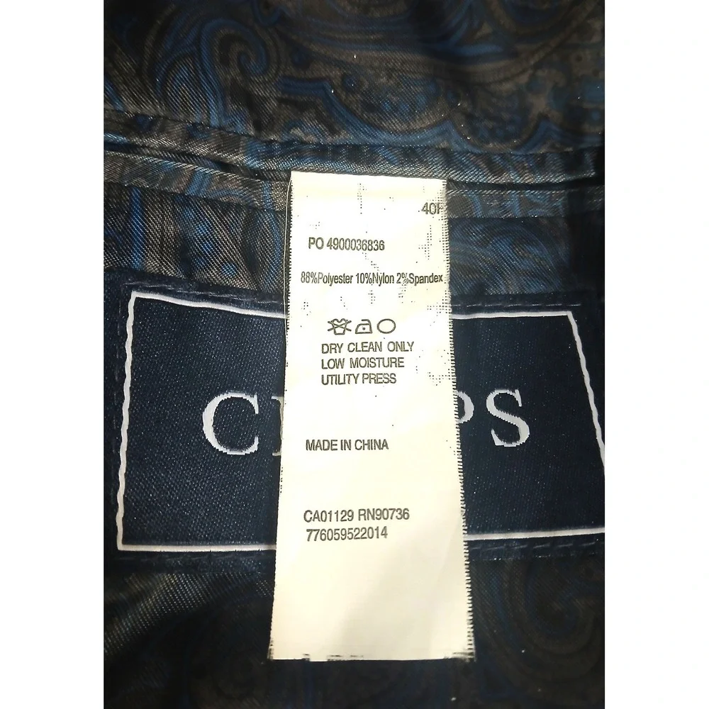 Chaps Mens Black Corduroy Two Button Blazer Sport Coat Jacket Paisley Lining 40R